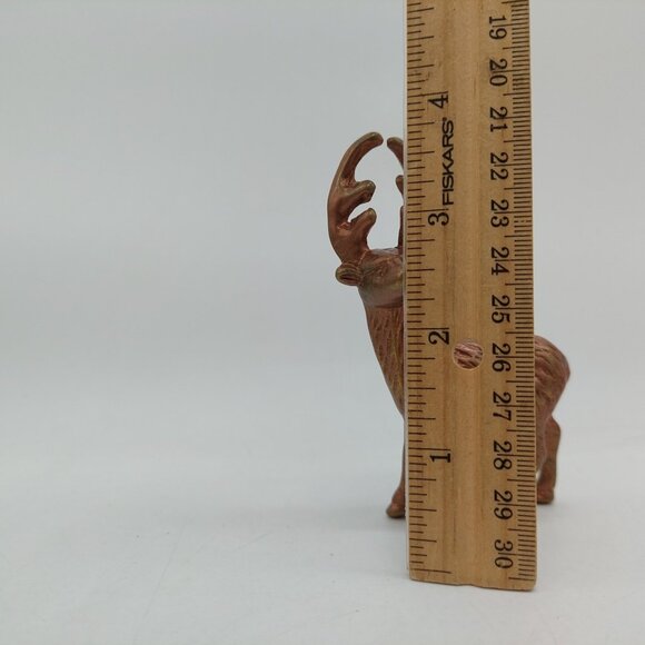 Brass Deer Reindeer Elk Stag Buck Figurine Textured Body 3.5" - Picture 5 of 7